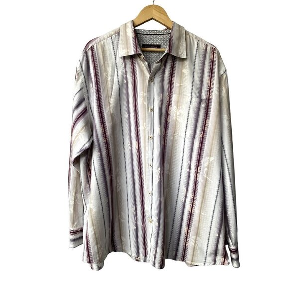 Tommy Bahama Hawaiian Floral XXLT Silk Blend Tropical Long Sleeve Button Down To